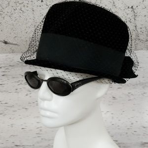 VINTAGE Velvet Hat with Netting and Bow